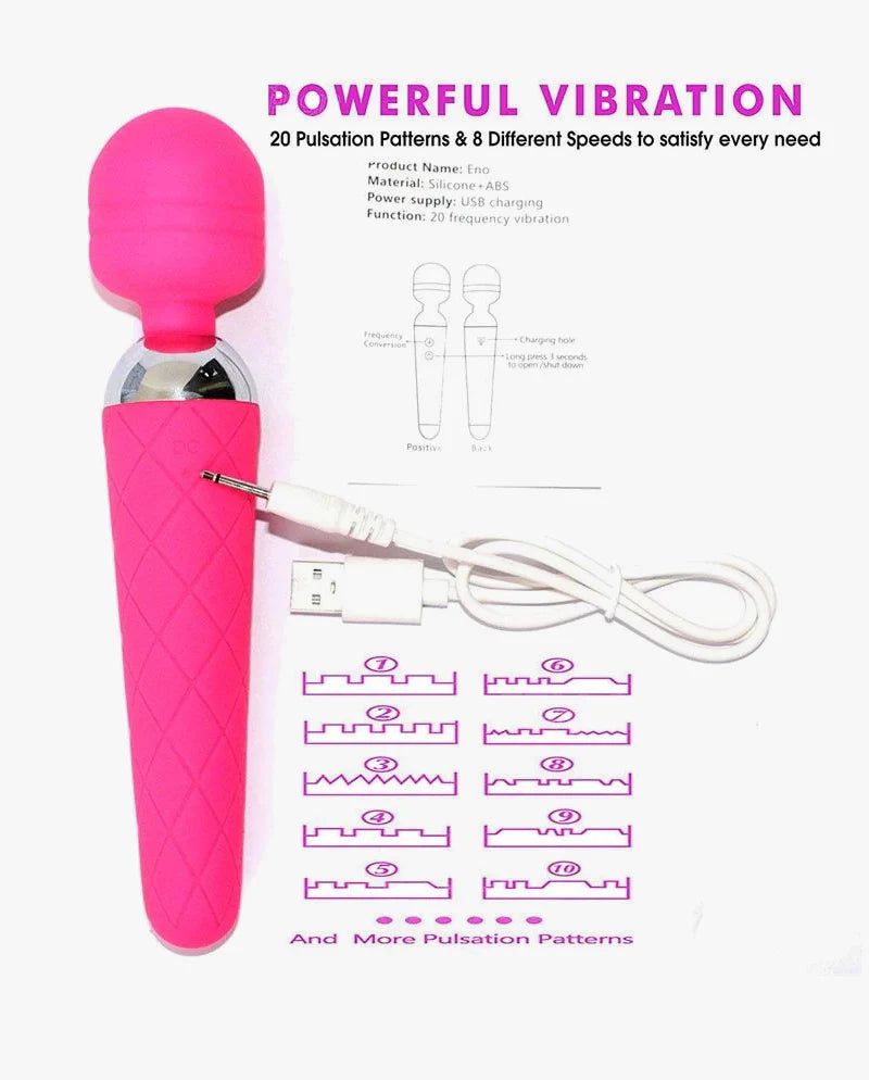 Rechargable Wand Massager Adult Toy With 10 Vibration Modes