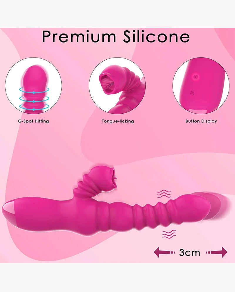 Rabbit Vibrator for Clitoris & G-spot with Silicone Tongue