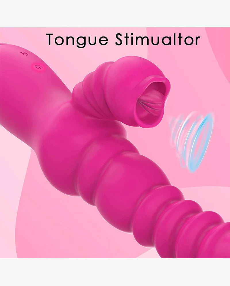 Rabbit Vibrator for Clitoris & G-spot with Silicone Tongue