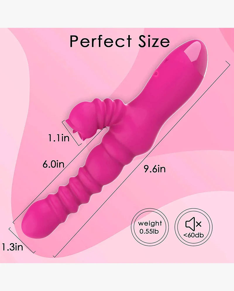 Rabbit Vibrator for Clitoris & G-spot with Silicone Tongue